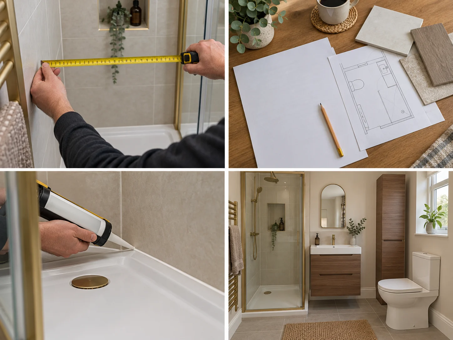 Compact modern shower room with vanity storage